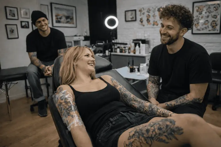 Tattoo session in progress